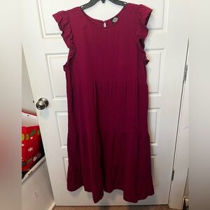 Calstyle very cute berry colored gauze dress size xl EUC